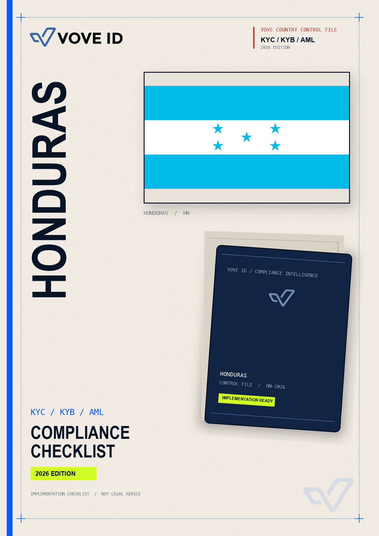Honduras KYC, KYB and AML compliance checklist cover