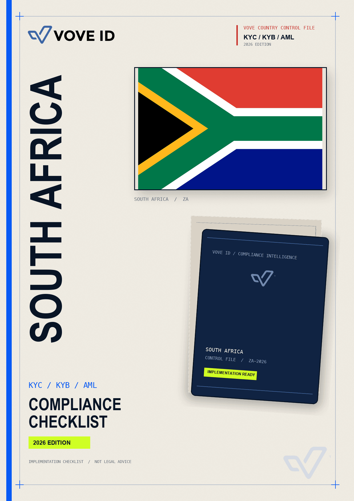 South Africa KYC, KYB and AML compliance checklist cover