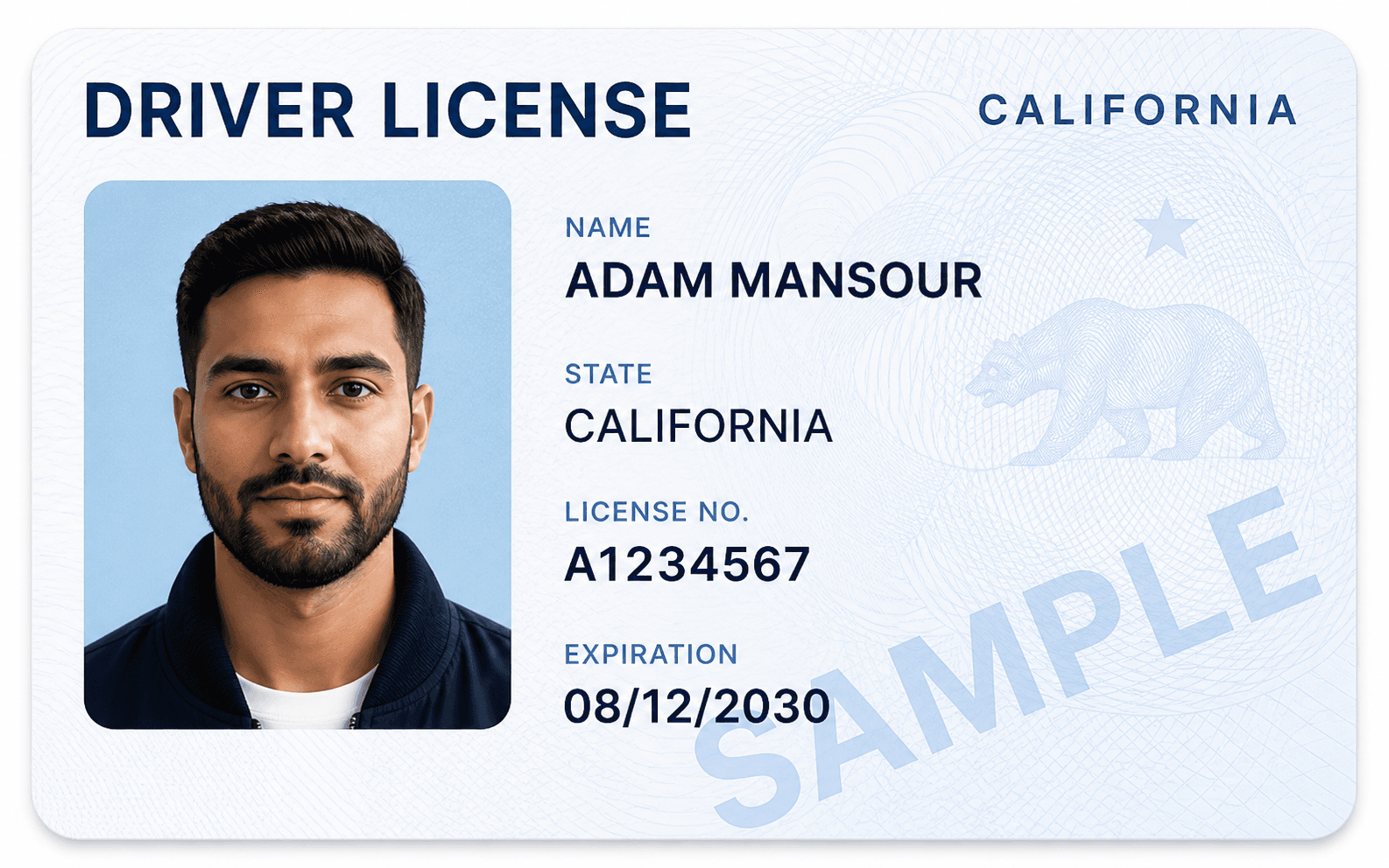 Fictional sample customer credential