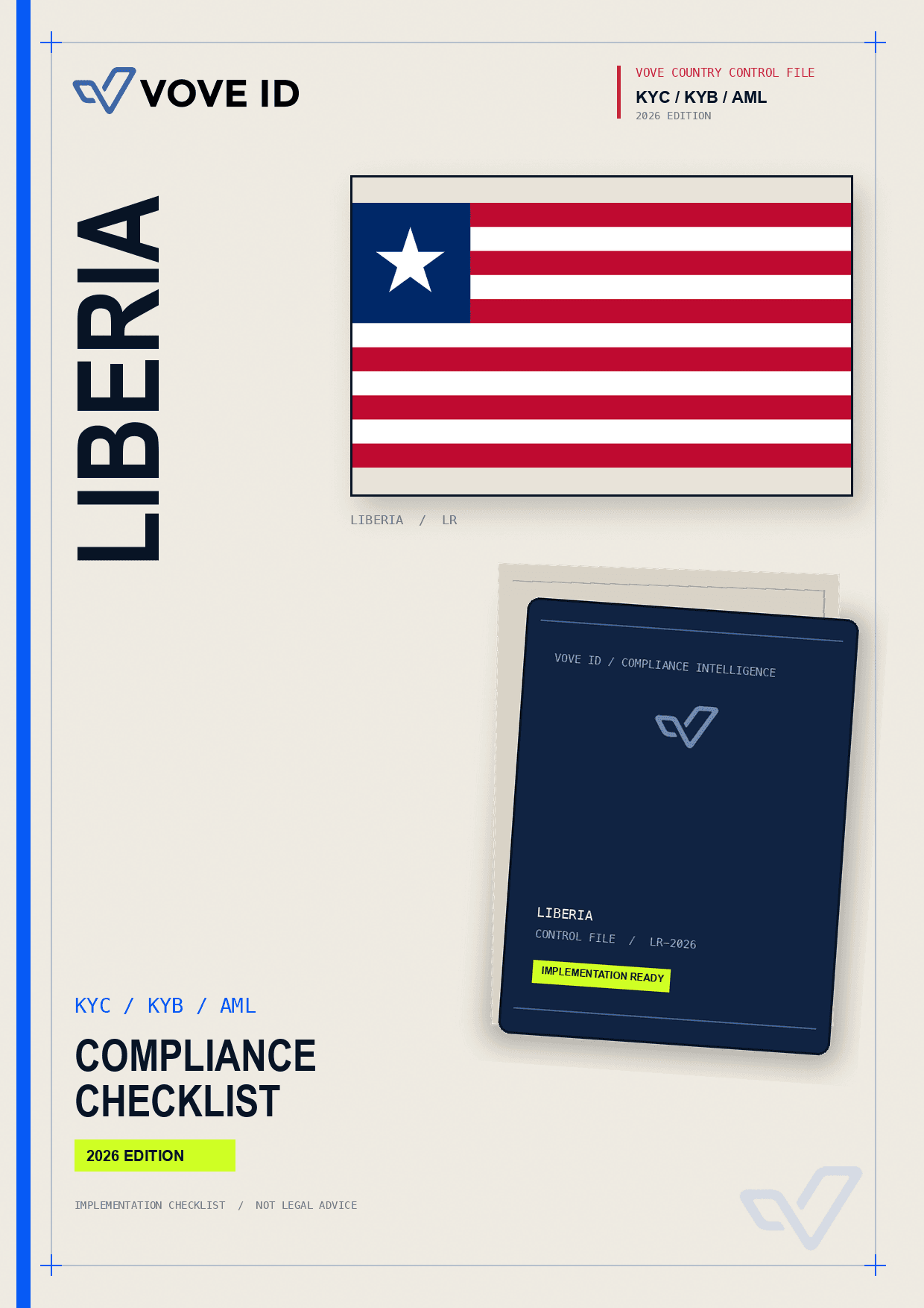Liberia KYC, KYB and AML compliance checklist cover
