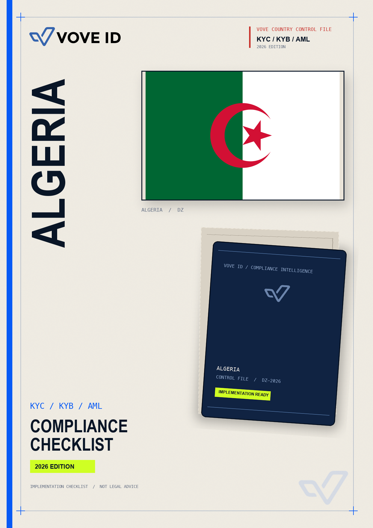 غلاف قائمة VOVE ID للامتثال KYC وKYB وAML الخاصة بـ الجزائر