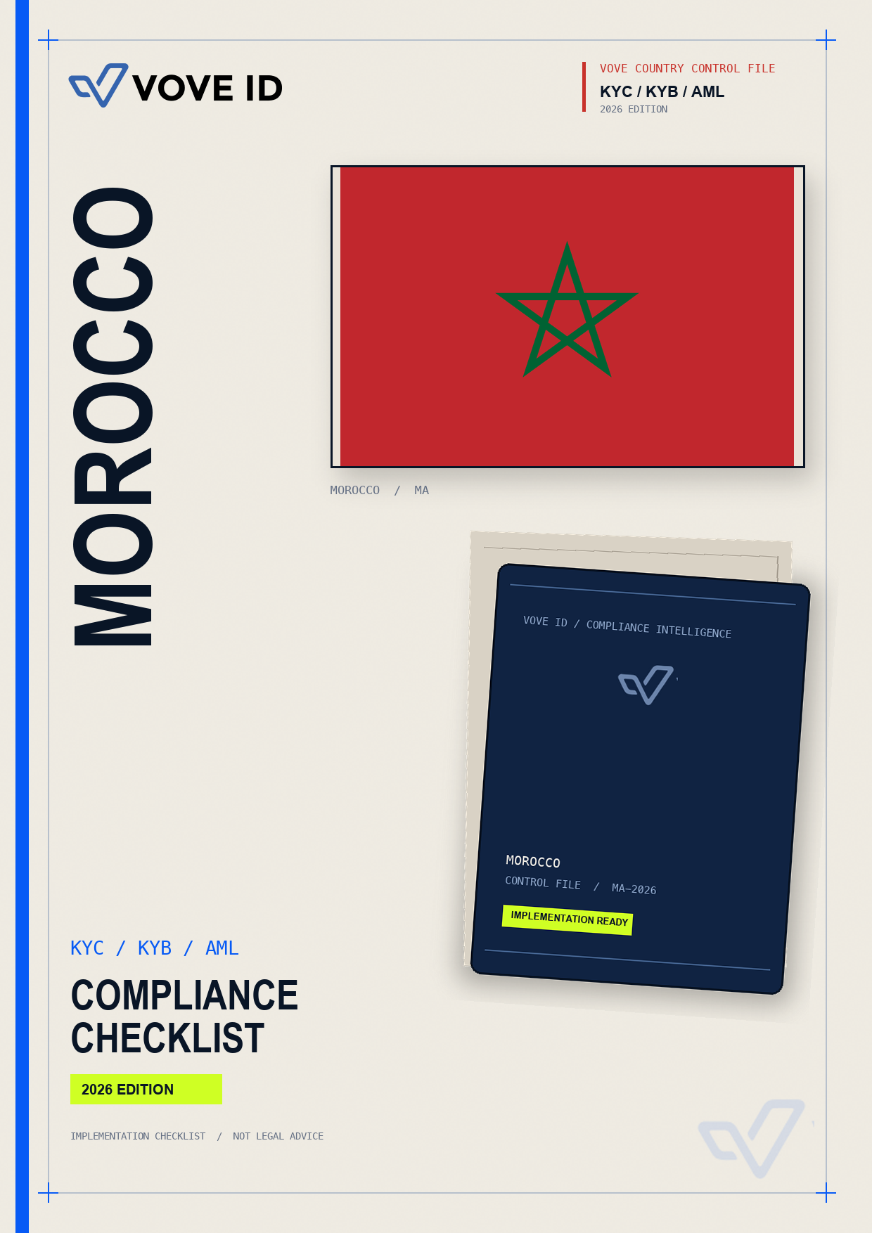 Couverture de la checklist VOVE ID KYC, KYB et AML pour Maroc